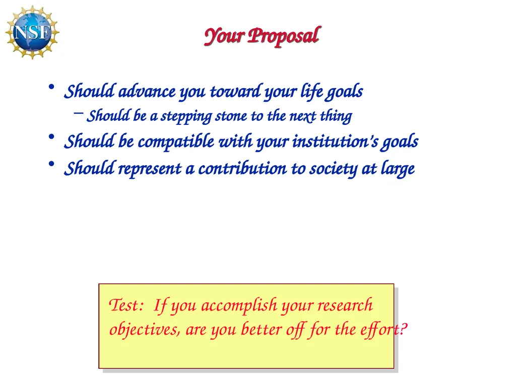 Competitive Proposal Writing 2011 CAREER Award - slide 10 of 94