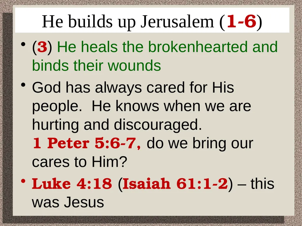 It is Good to Sing Praises Psalm 147 He builds - slide 6 of 21
