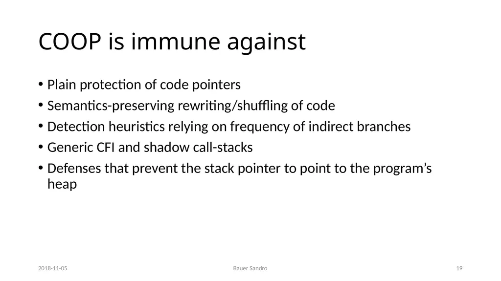Counterfeit Object-oriented Programming (COOP) On - slide 19 of 27