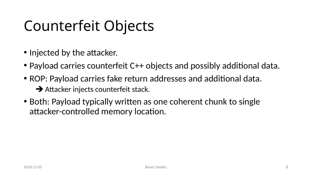 Counterfeit Object-oriented Programming (COOP) On - slide 8 of 27