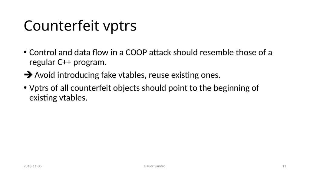 Counterfeit Object-oriented Programming (COOP) On - slide 11 of 27