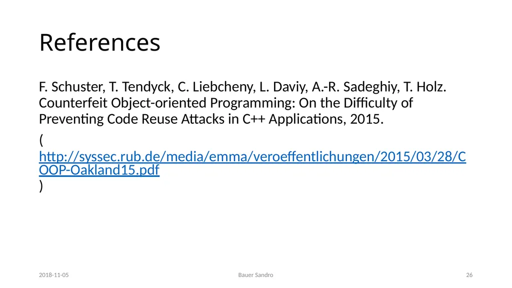 Counterfeit Object-oriented Programming (COOP) On - slide 25 of 27