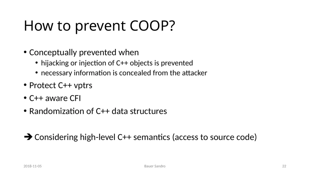 Counterfeit Object-oriented Programming (COOP) On - slide 22 of 27