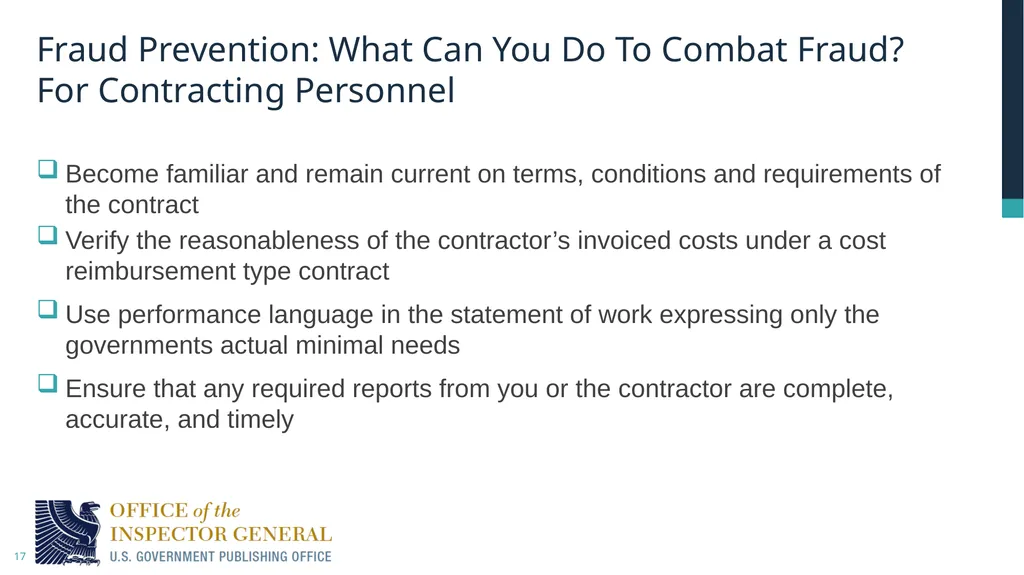 Fraud Awareness Training: Detection and Prevention - slide 17 of 20