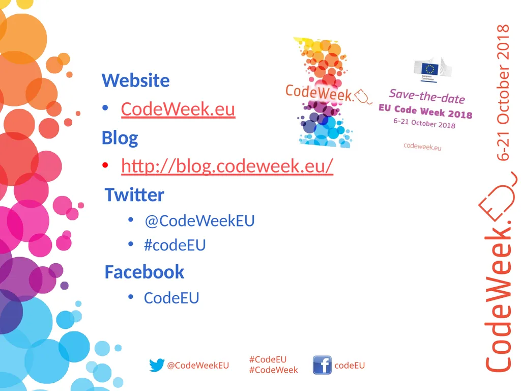 Europe Code Week 6-21 October 2018 A celebration - slide 9 of 9