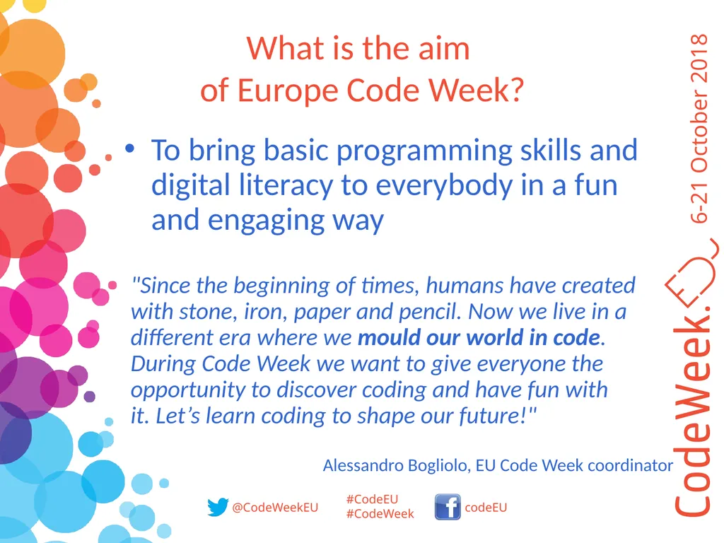 Europe Code Week 6-21 October 2018 A celebration - slide 2 of 9