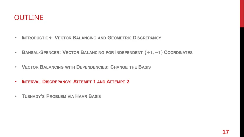 Online Vector Balancing and Geometric Discrepancy - slide 17 of 29
