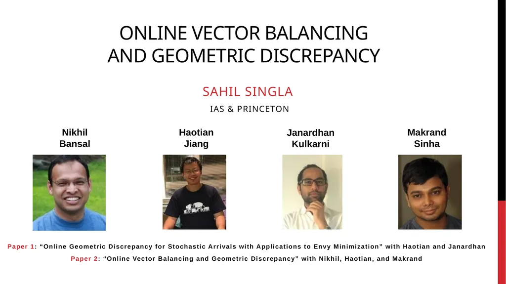 Online Vector Balancing and Geometric Discrepancy - slide 1 of 29