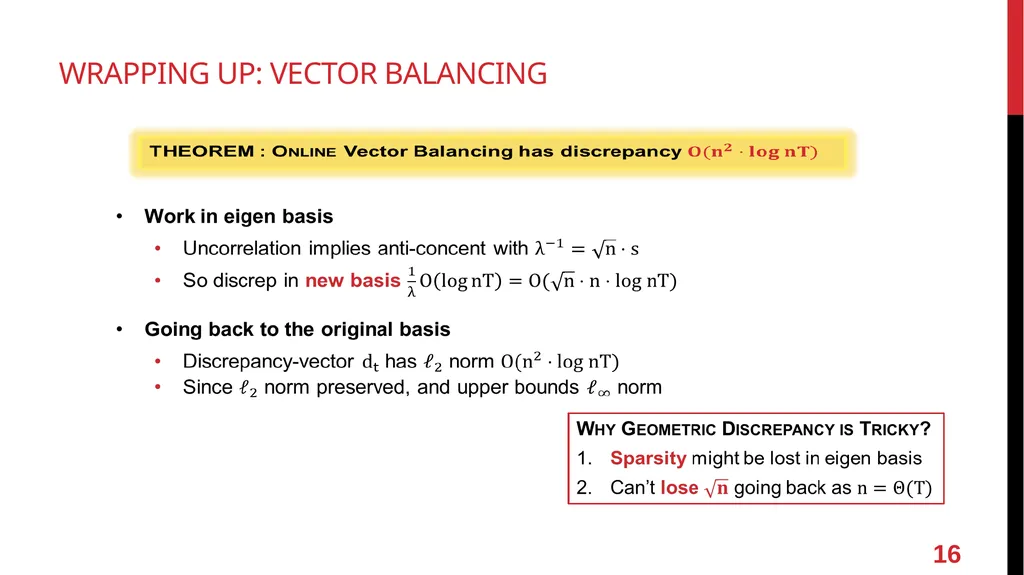Online Vector Balancing and Geometric Discrepancy - slide 16 of 29