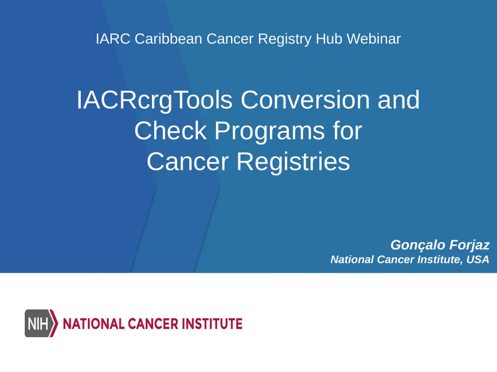 IACRcrgTools Conversion and Check Programs for - slide 1 of 16