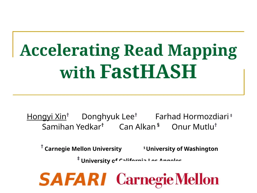 Accelerating Read Mapping with FastHASH Hongyi - slide 32 of 34