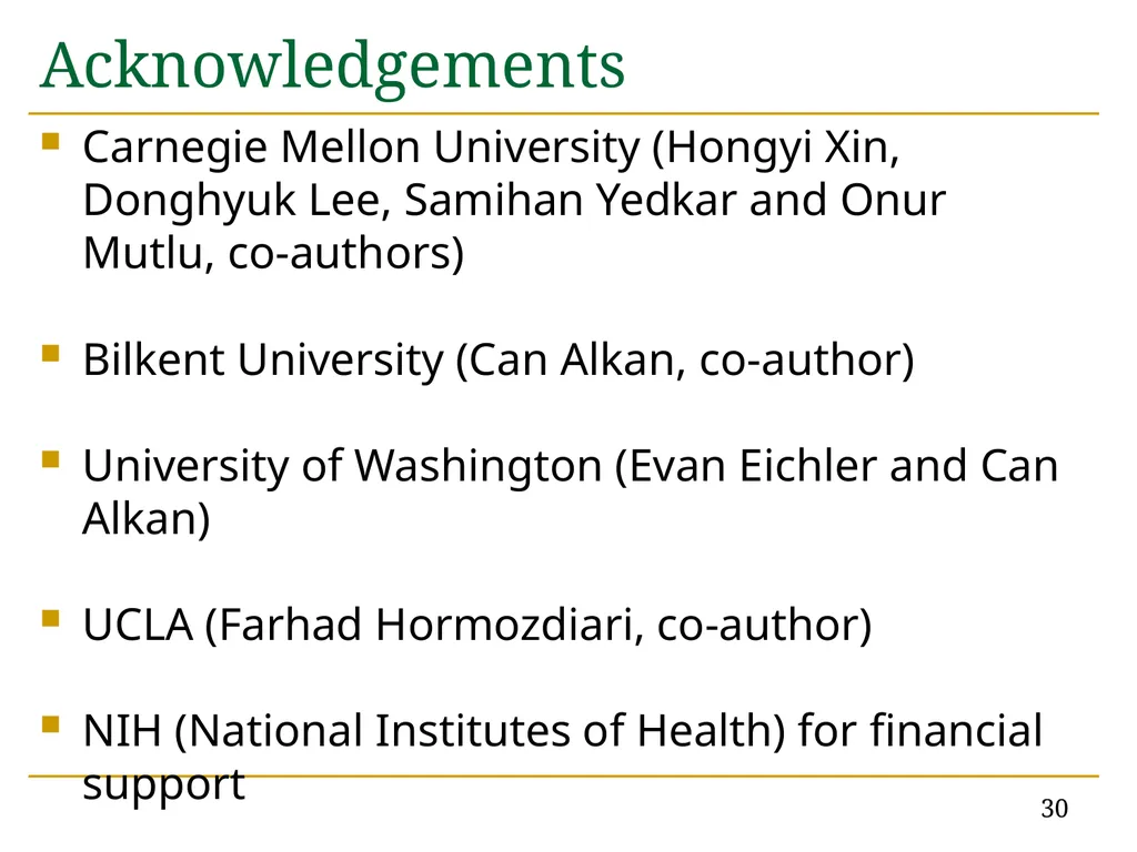 Accelerating Read Mapping with FastHASH Hongyi - slide 30 of 34
