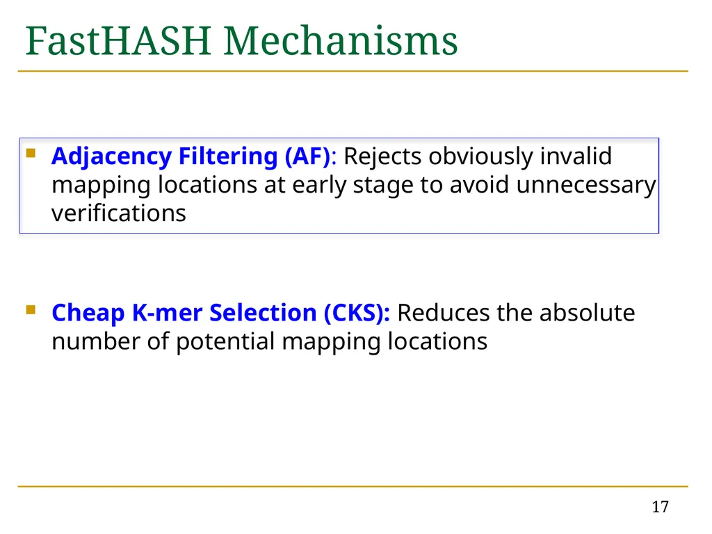 Accelerating Read Mapping with FastHASH Hongyi - slide 17 of 34