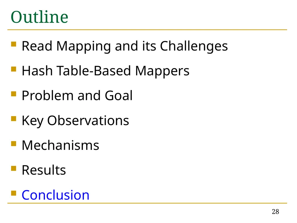 Accelerating Read Mapping with FastHASH Hongyi - slide 28 of 34