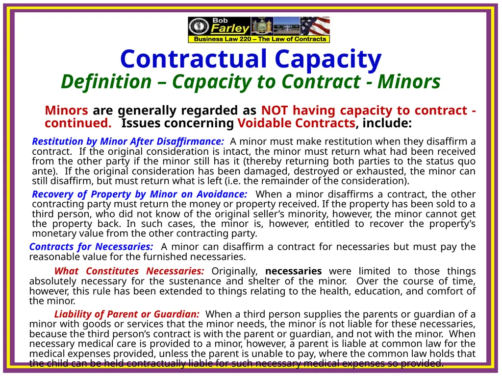 Slide Set Five A: Contractual Capacity Last Time – - slide 11 of 15