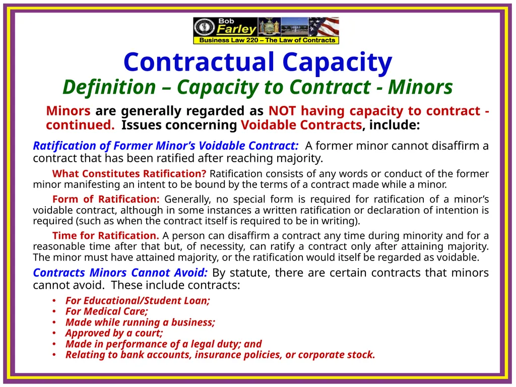 Slide Set Five A: Contractual Capacity Last Time – - slide 12 of 15