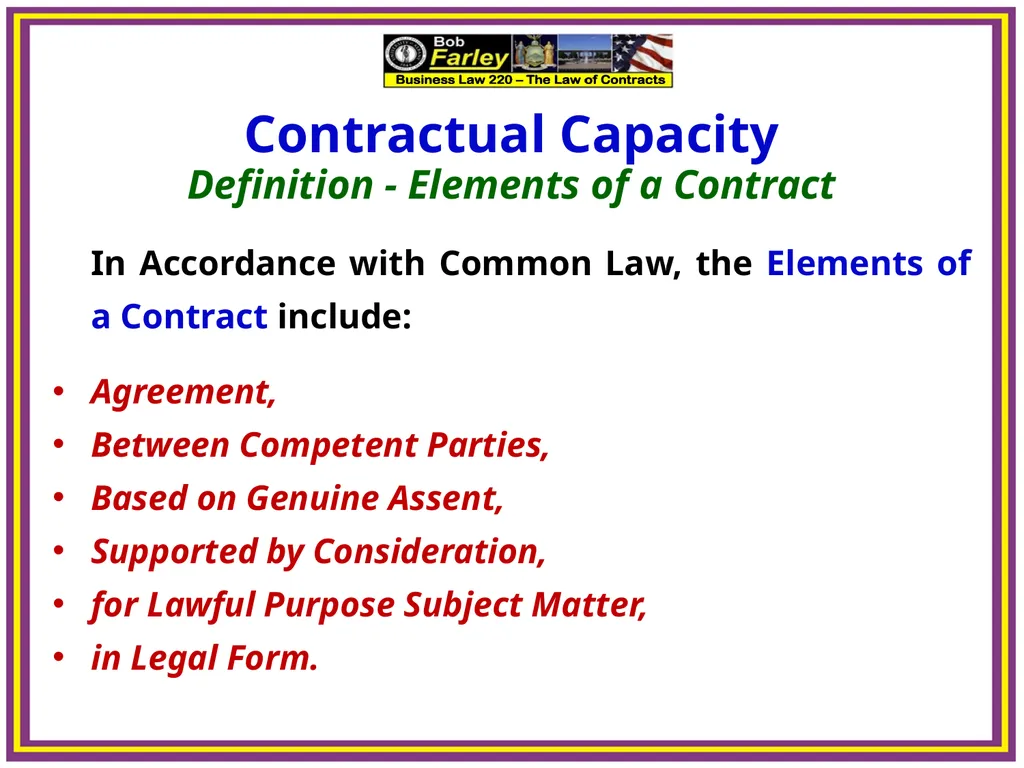 Slide Set Five A: Contractual Capacity Last Time – - slide 6 of 15