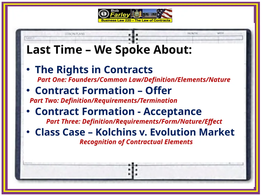 Slide Set Five A: Contractual Capacity Last Time – - slide 2 of 15