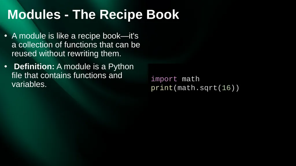 Understanding Python - Functions, Modules, - slide 4 of 10