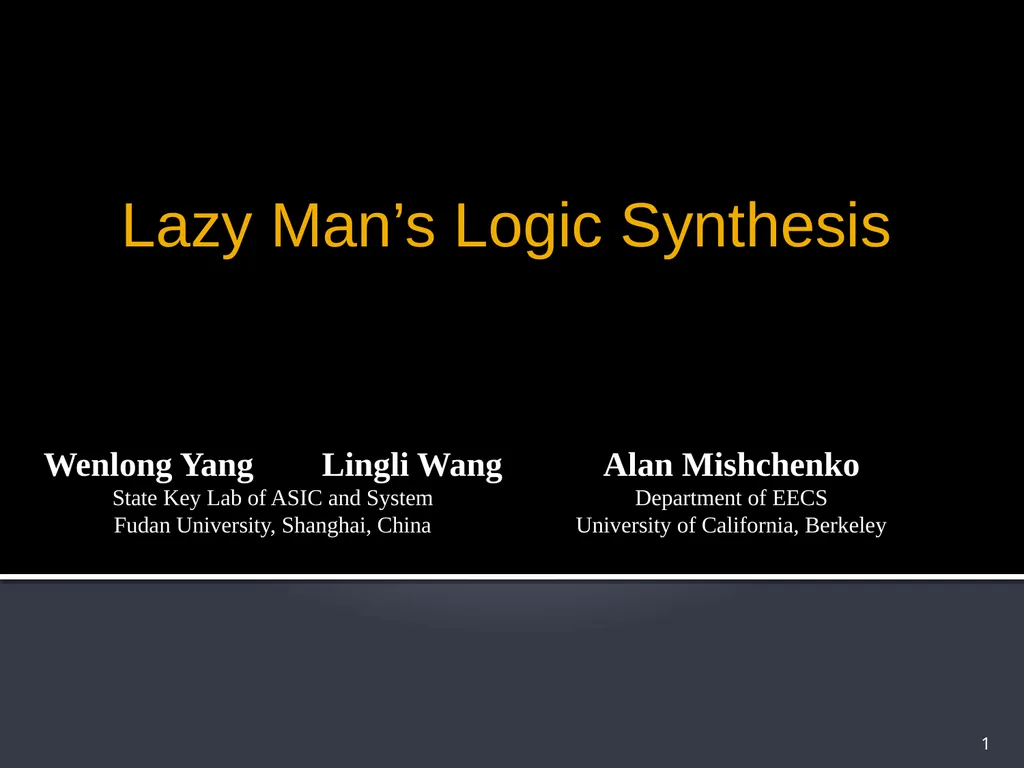 Wenlong Yang Lingli Wang State Key Lab of ASIC and - slide 1 of 26