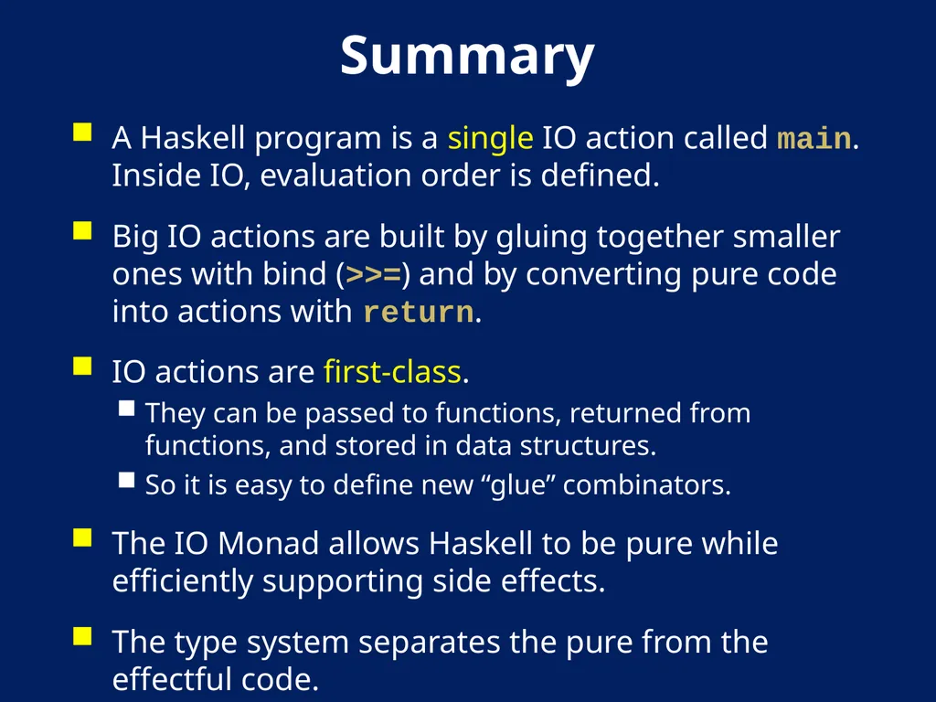 AN Overview OF Haskell Kathleen Fisher Tufts - slide 52 of 54