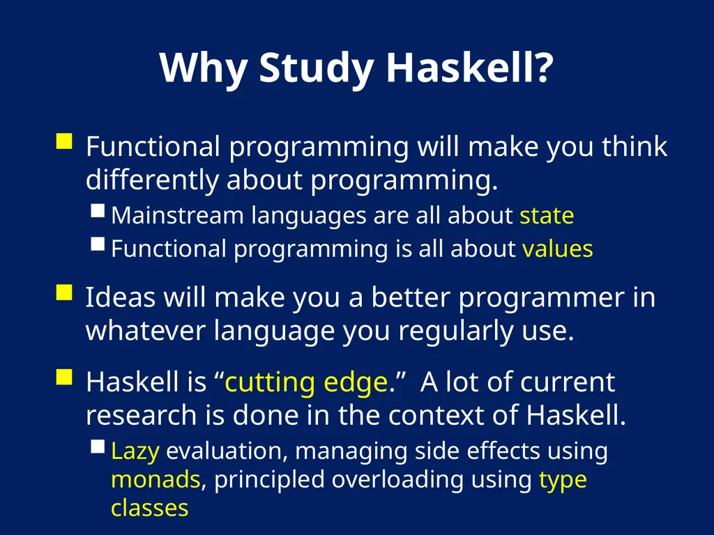 AN Overview OF Haskell Kathleen Fisher Tufts - slide 3 of 54