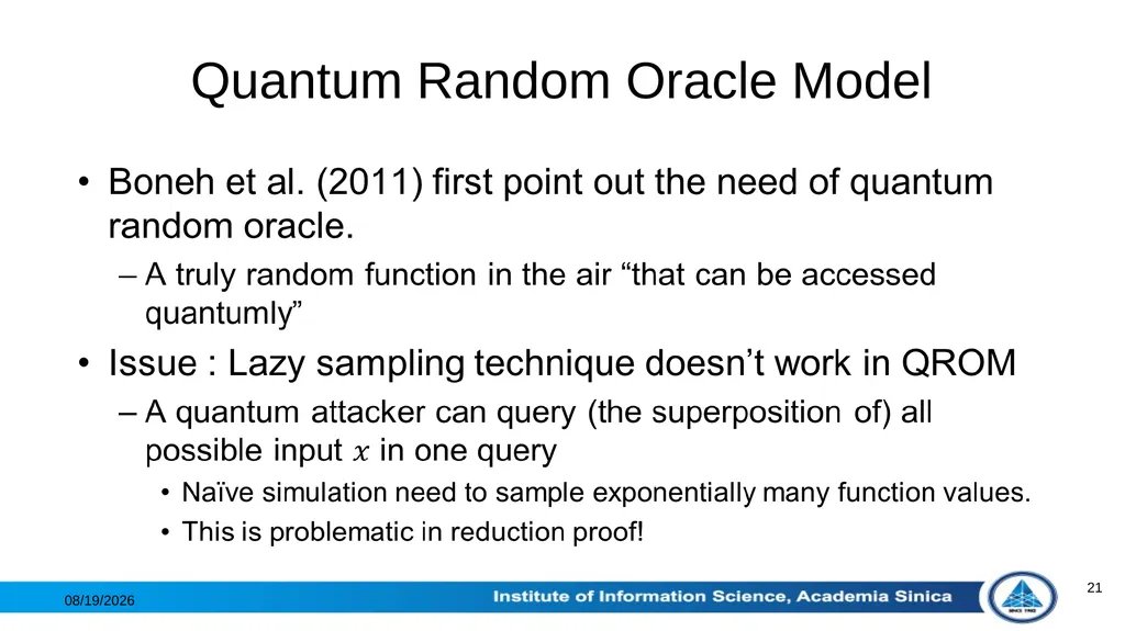 Theoretical Aspects of Post-Quantum Cryptography - slide 21 of 23