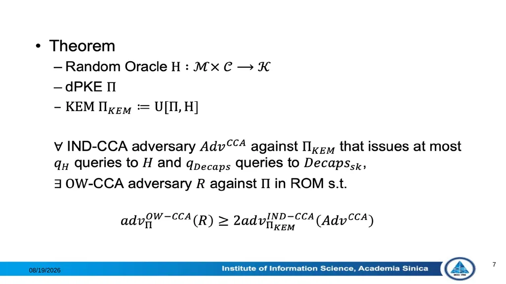 Theoretical Aspects of Post-Quantum Cryptography - slide 7 of 23