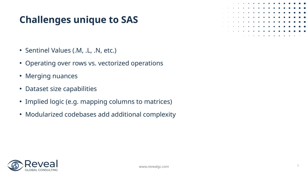 SAS to Python Scalable Code Translation April 23, - slide 5 of 17