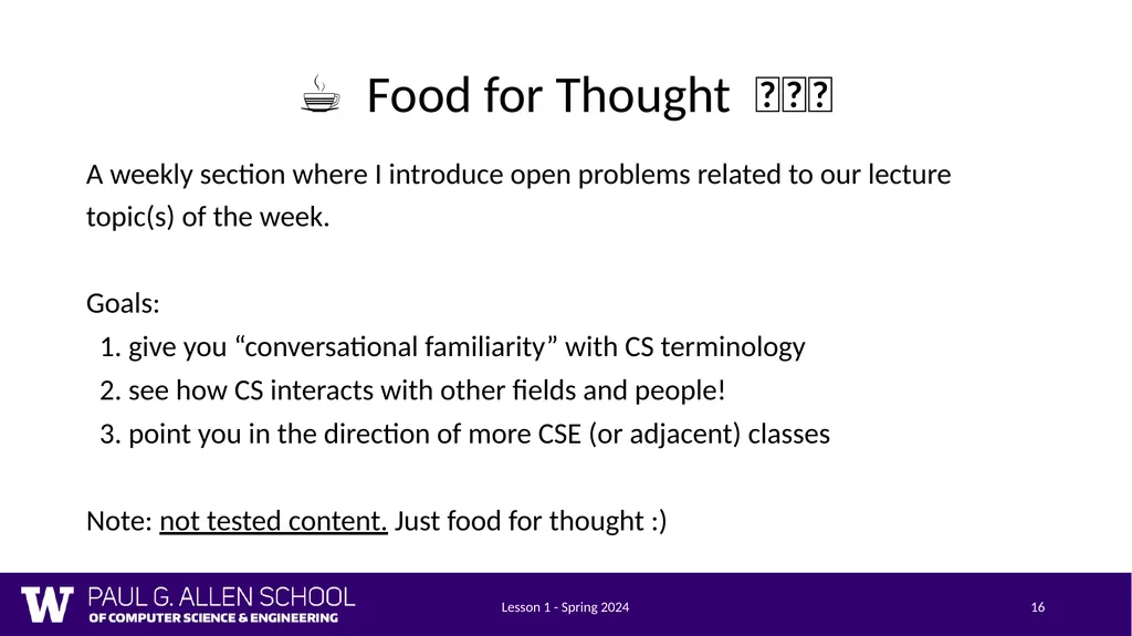 Lesson 1 - Spring 2024 1 CSE 121 Lesson 1: - slide 16 of 22