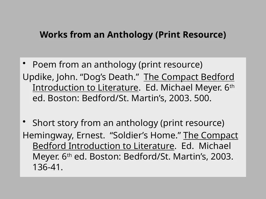 Using MLA Format Sample Citations The Writing and - slide 6 of 11
