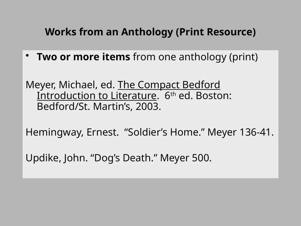 Using MLA Format Sample Citations The Writing and - slide 7 of 11