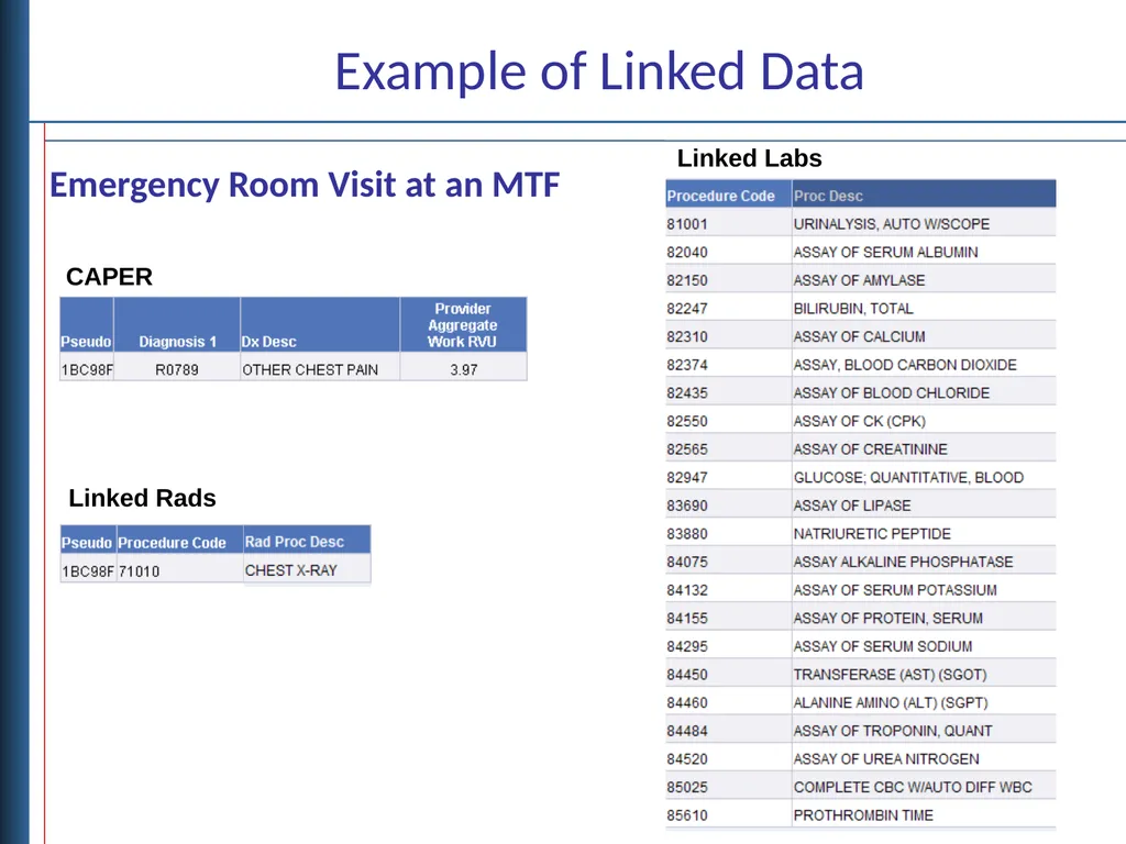 Data Linkages for DaVINCI Objectives Describe - slide 16 of 29