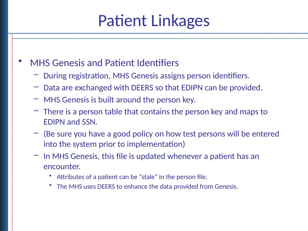 Data Linkages for DaVINCI Objectives Describe - slide 6 of 29