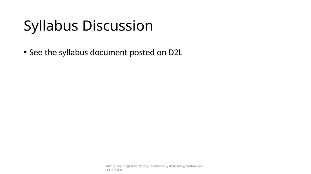 Course Intro ITEC320 author nlahn@radford.edu; - slide 20 of 20