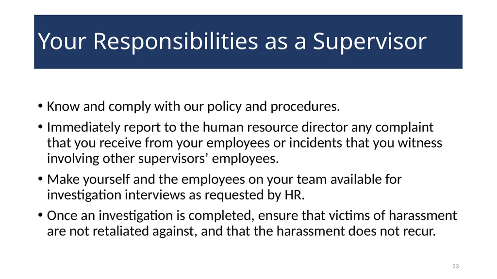 Harassment Prevention Training WELCOME! 2 - slide 23 of 27