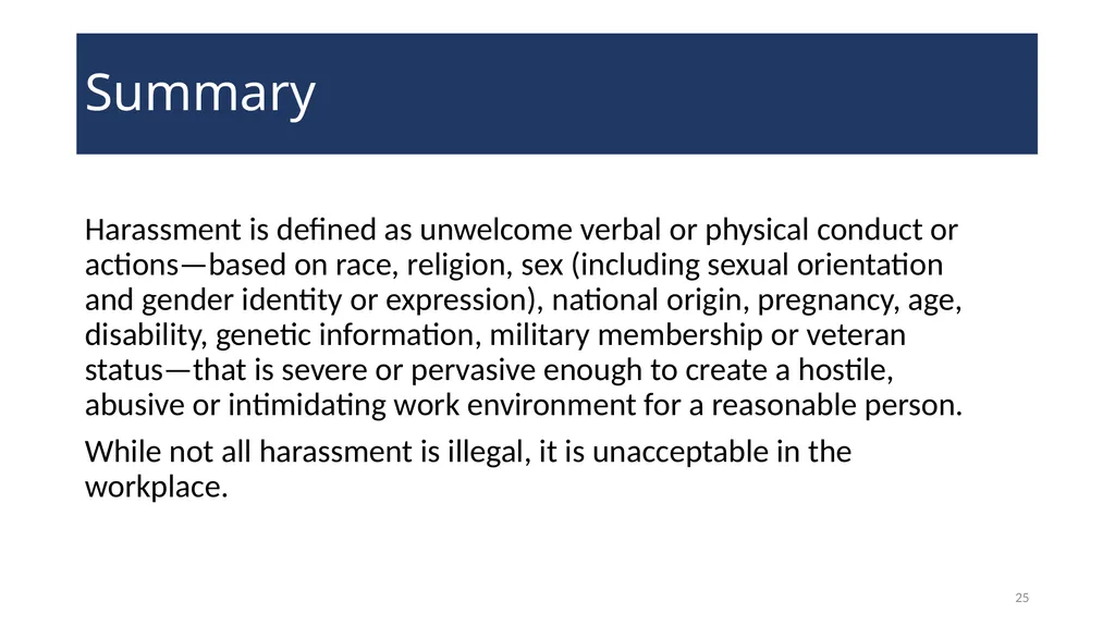 Harassment Prevention Training WELCOME! 2 - slide 25 of 27