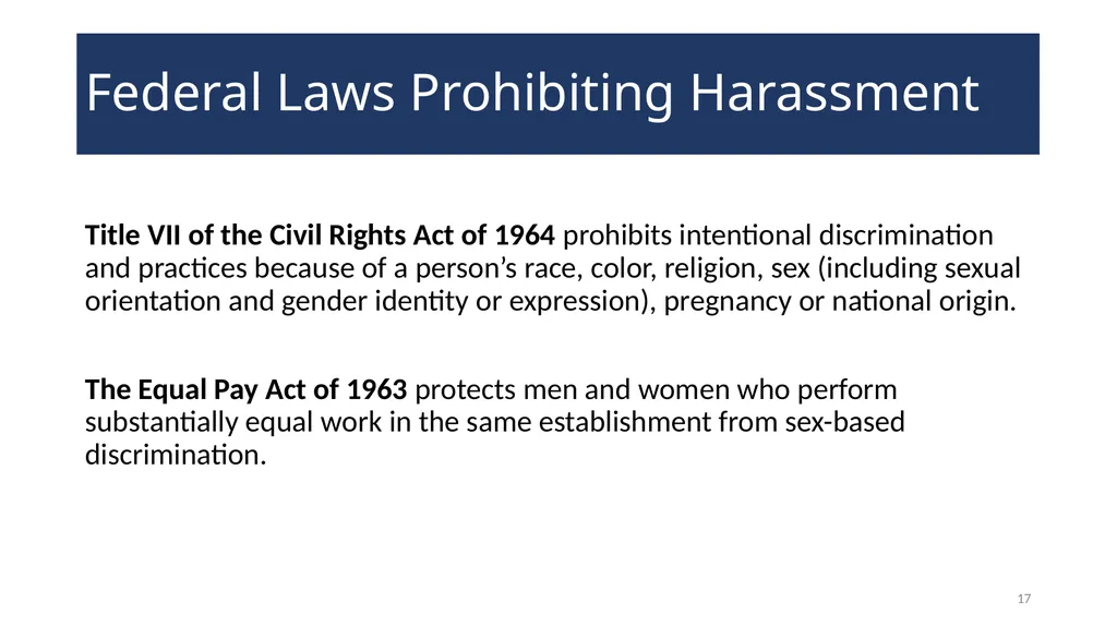 Harassment Prevention Training WELCOME! 2 - slide 17 of 27
