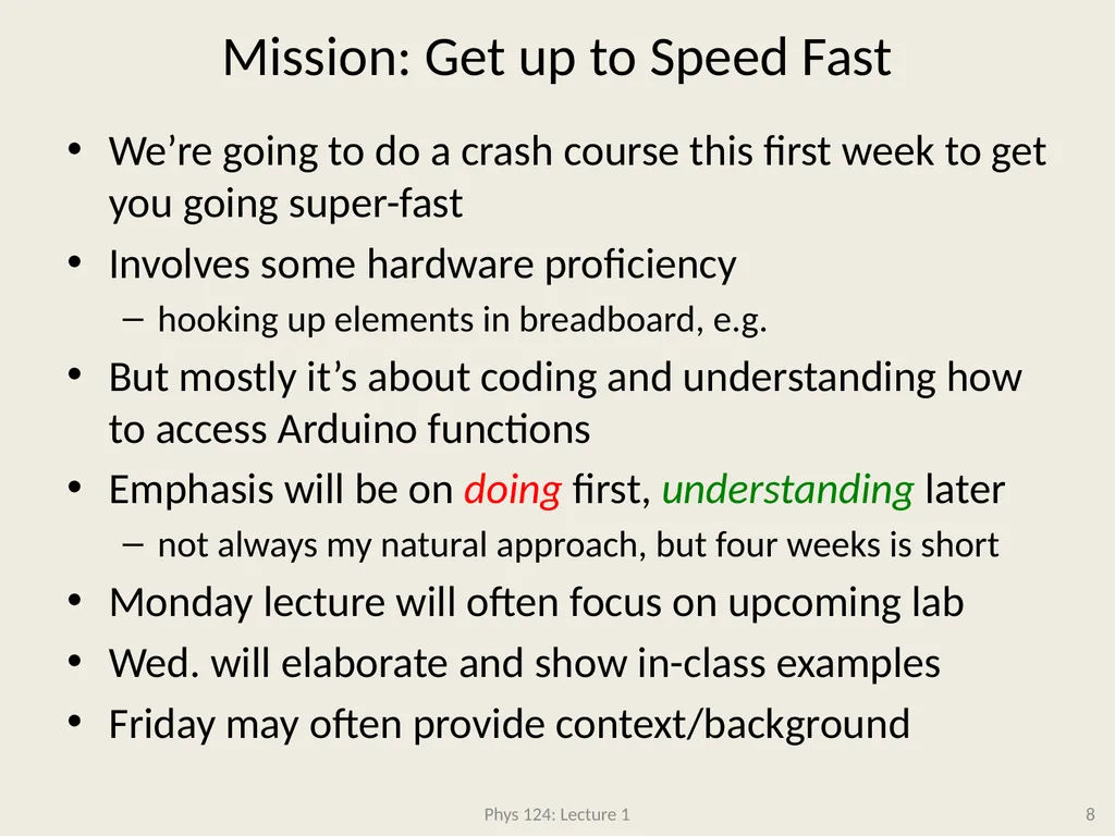 Physics 124: Lecture 1 Course Structure Crash - slide 8 of 24