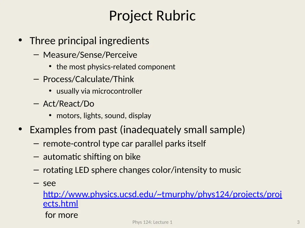 Physics 124: Lecture 1 Course Structure Crash - slide 3 of 24