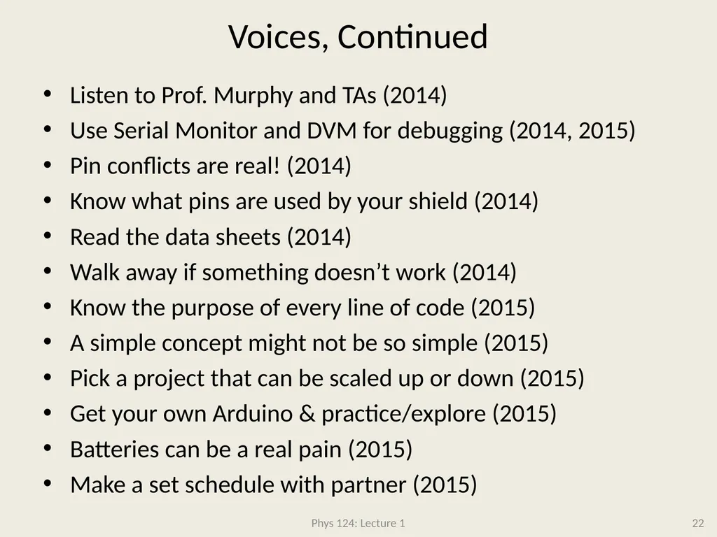 Physics 124: Lecture 1 Course Structure Crash - slide 22 of 24