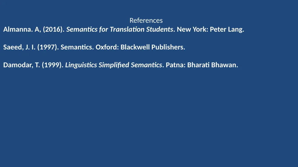 Prepared by: Mohammed Ali Ayad Lexical semantics - slide 27 of 27