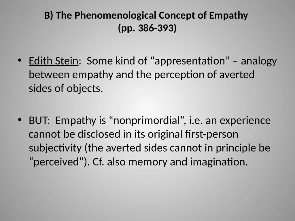 Evan Thompson – Mind in Life Chapter 13: Empathy - slide 10 of 29