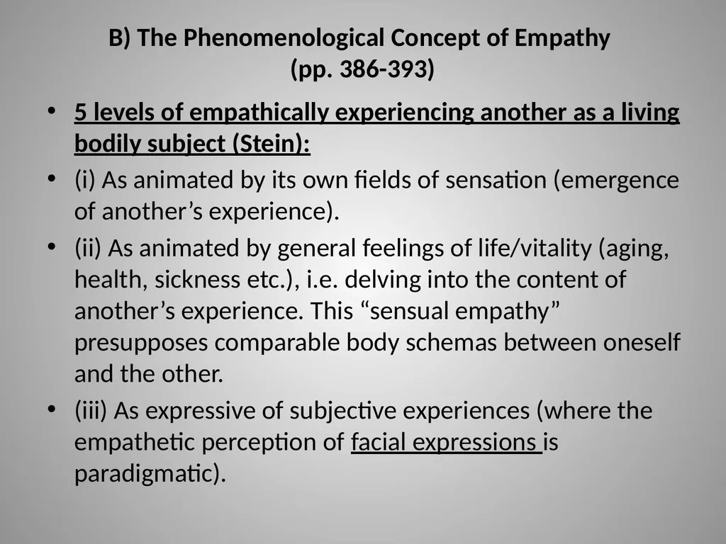 Evan Thompson – Mind in Life Chapter 13: Empathy - slide 12 of 29
