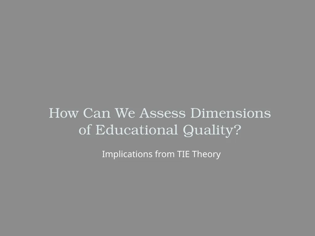 The Theory of Totally Integrated Education: - slide 21 of 29