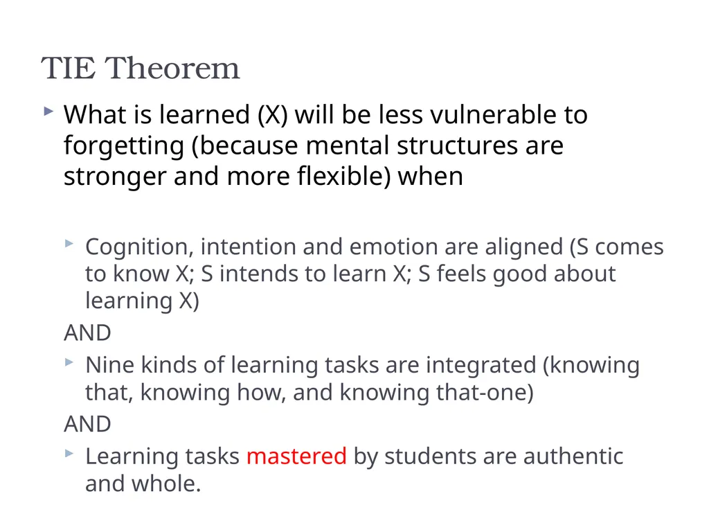 The Theory of Totally Integrated Education: - slide 19 of 29