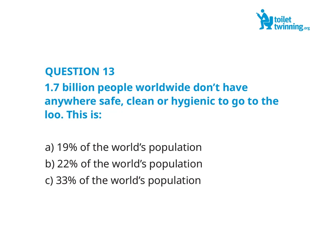 Toilet Twinning QUIZ QUESTION 1 Over a lifetime, - slide 30 of 31