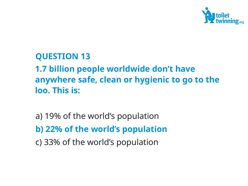 Toilet Twinning QUIZ QUESTION 1 Over a lifetime, - slide 31 of 31