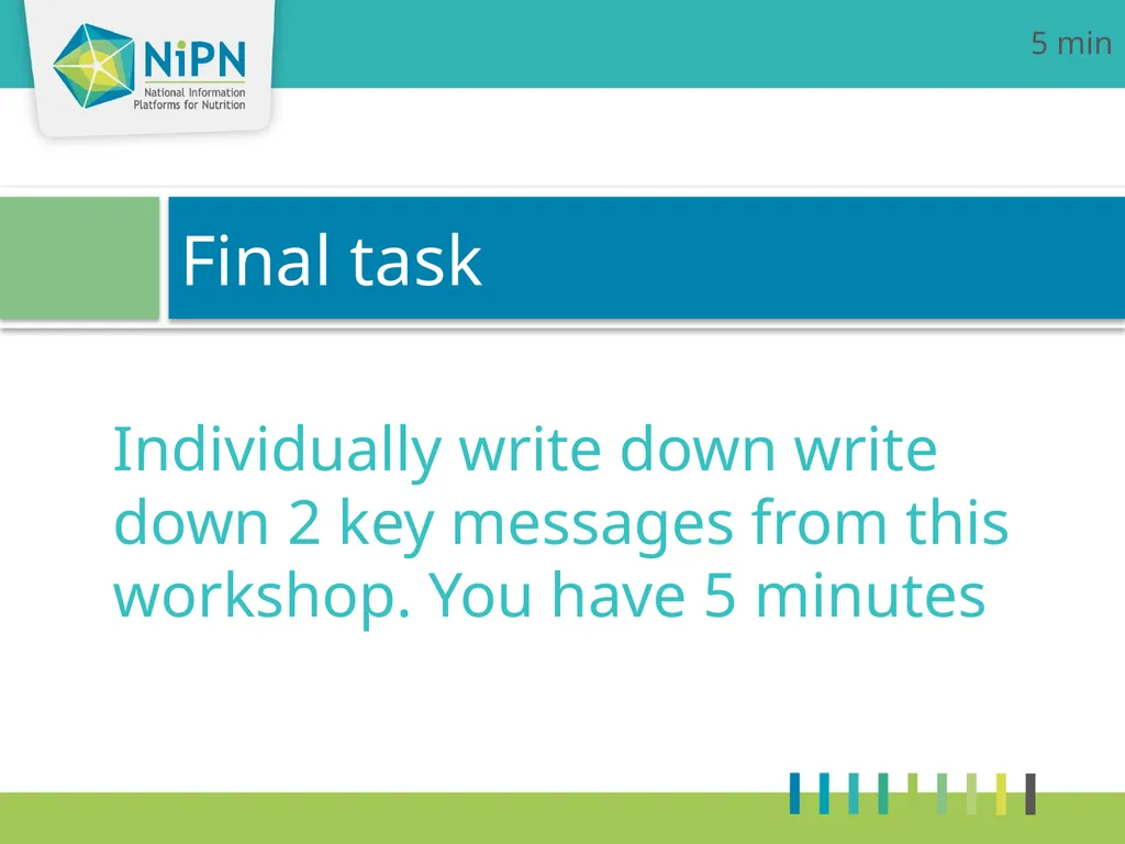Take home exercise Objectives Agree on a timeline - slide 6 of 10