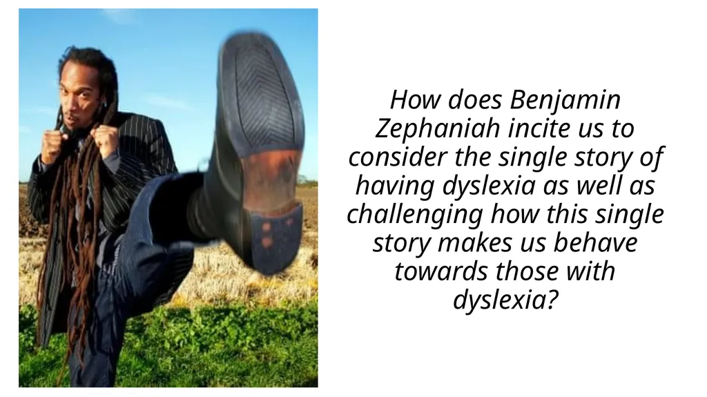 How does Benjamin Zephaniah incite us to consider - slide 1 of 13